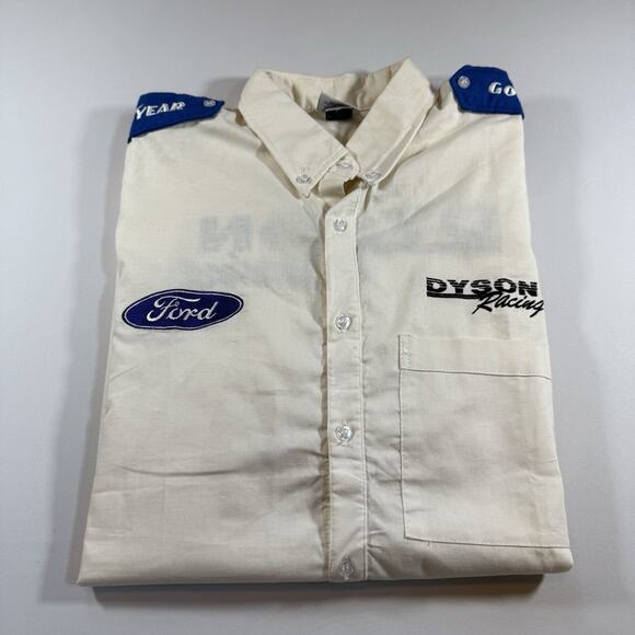 Vtg 1998 NASCAR Dyson Racing Ford Goodyear Championship Crew Shirt - White Large - Picture 1 of 11